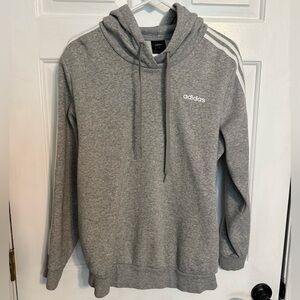 Adidas Gray Pullover Hoodie with White Shoulder Stripes